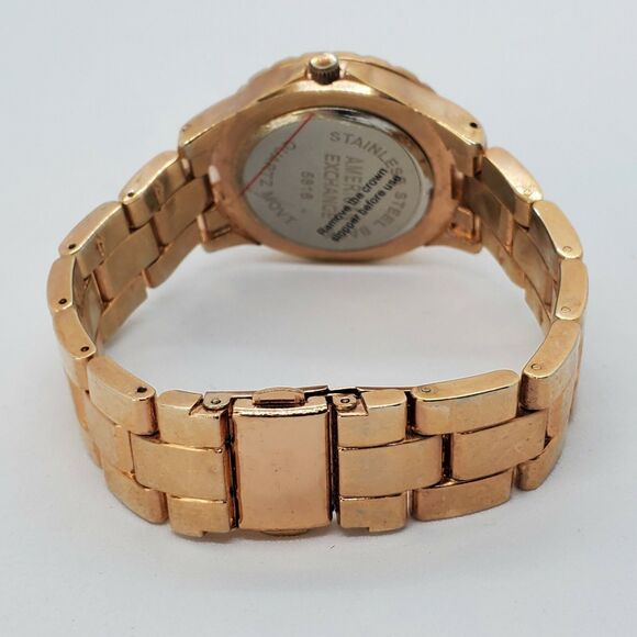 American Exchange 34MM Women's Watch White Dial Gold Bracelet 7" New Battery - Picture 7 of 11